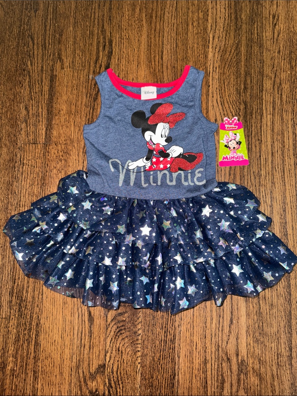 NWT Disney Minnie Mouse Red, White & Blue Shimmer Star Tutu Dress - 12 Months